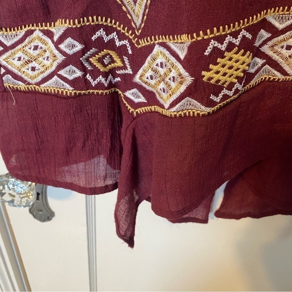 Monoreno Tunic Dress Boho Top Burgundy Non Iron M - Picture 8 of 13